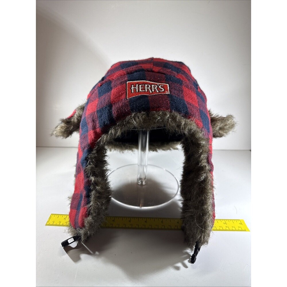 HERR'S Philadelphia Phillies Aviator Hat Red Plaid Faux FUR Melon wear Winter